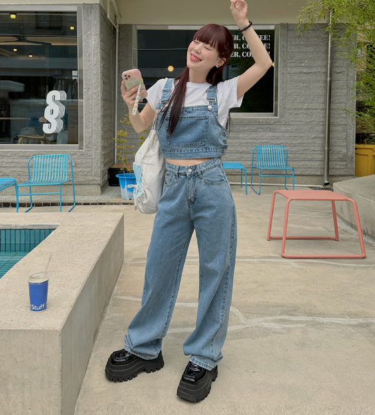 [VINVLE] Denim Sleeveless + Pants SET