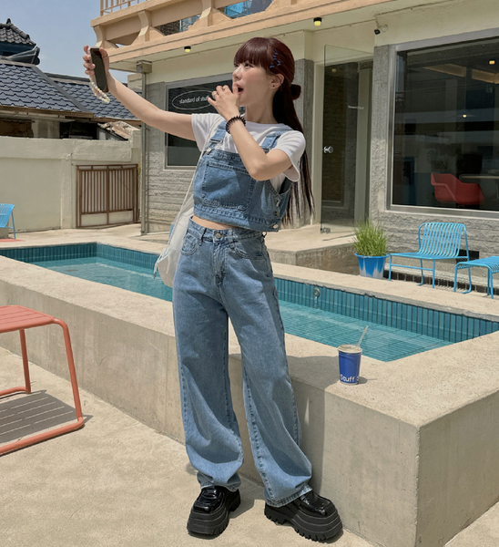 [VINVLE] Denim Sleeveless + Pants SET