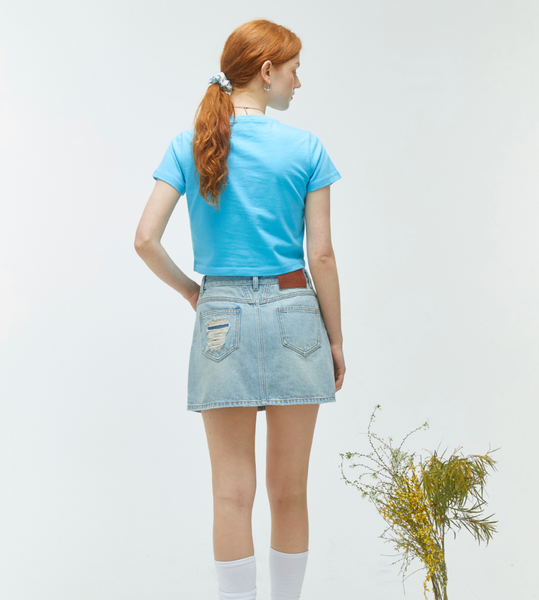 [MARITHÉ FRANÇOIS GIRBAUD] W CLASSIC LOGO CROP TEE sky blue