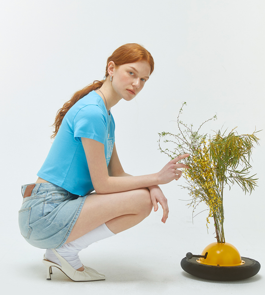 [MARITHÉ FRANÇOIS GIRBAUD] W CLASSIC LOGO CROP TEE sky blue