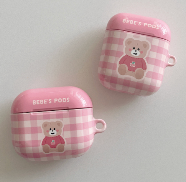 [malling booth] Pink Knit Bebe Airpods Case