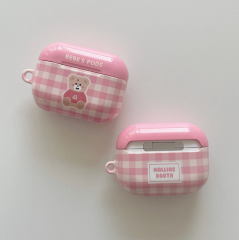 [malling booth] Pink Knit Bebe Airpods Case