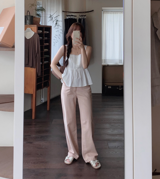 [SLOWAND] # SLOWMADE Today Peach Beige Denim Pants