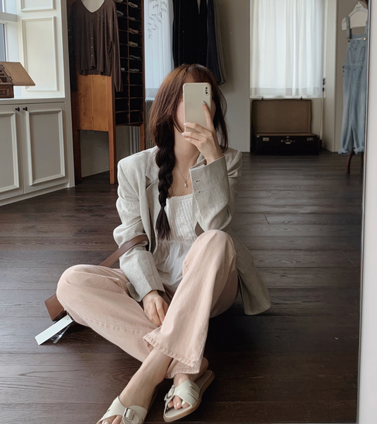 [SLOWAND] # SLOWMADE Today Peach Beige Denim Pants