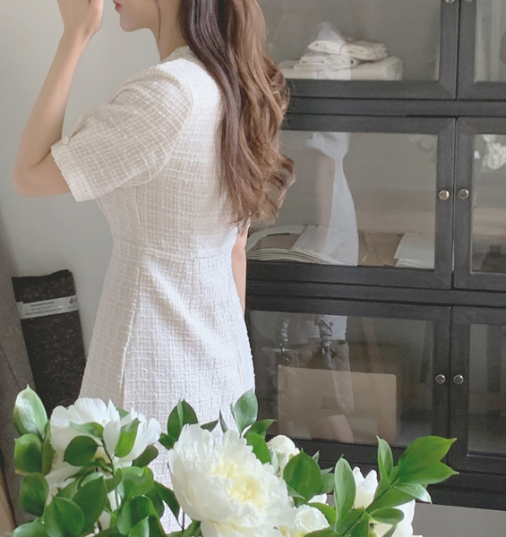 [EVERY MORNING] Blanc Tweed Mini Dress