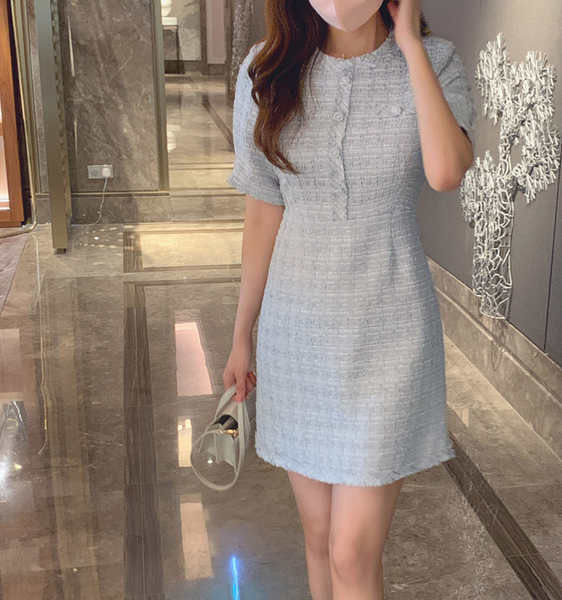 [EVERY MORNING] Blanc Tweed Mini Dress