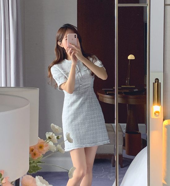 [EVERY MORNING] Blanc Tweed Mini Dress