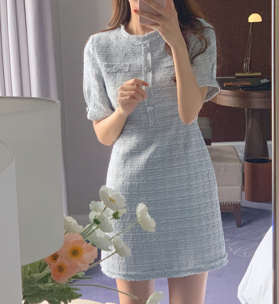 [EVERY MORNING] Blanc Tweed Mini Dress