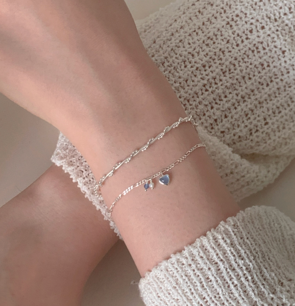 [aube n berry] Heart Layer Silver Bracelet (925 Silver)