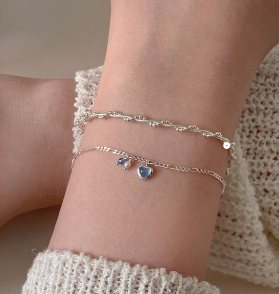 [aube n berry] Heart Layer Silver Bracelet (925 Silver)