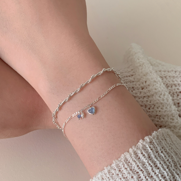 [aube n berry] Heart Layer Silver Bracelet (925 Silver)