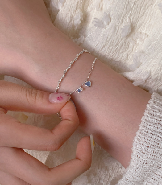[aube n berry] Heart Layer Silver Bracelet (925 Silver)
