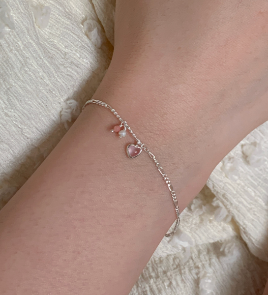 [aube n berry] Heart Layer Silver Bracelet (925 Silver)