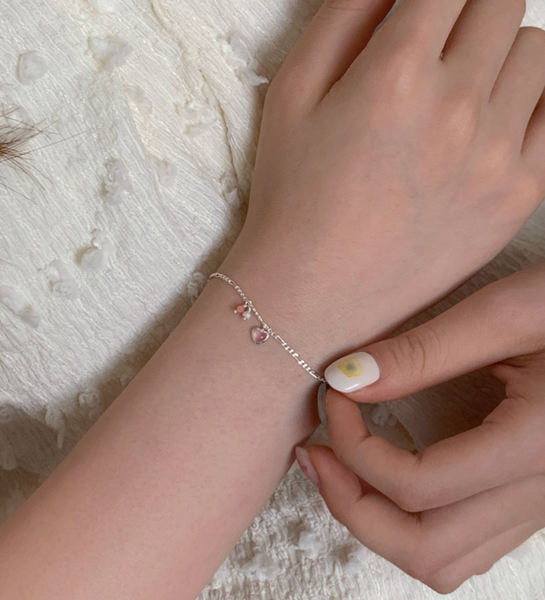 [aube n berry] Heart Layer Silver Bracelet (925 Silver)