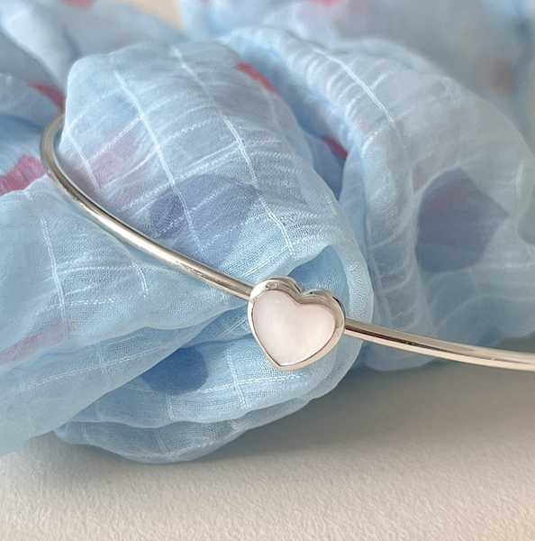 [aube n berry] Heart Bangle Daily Silver Bracelet (925 Silver)