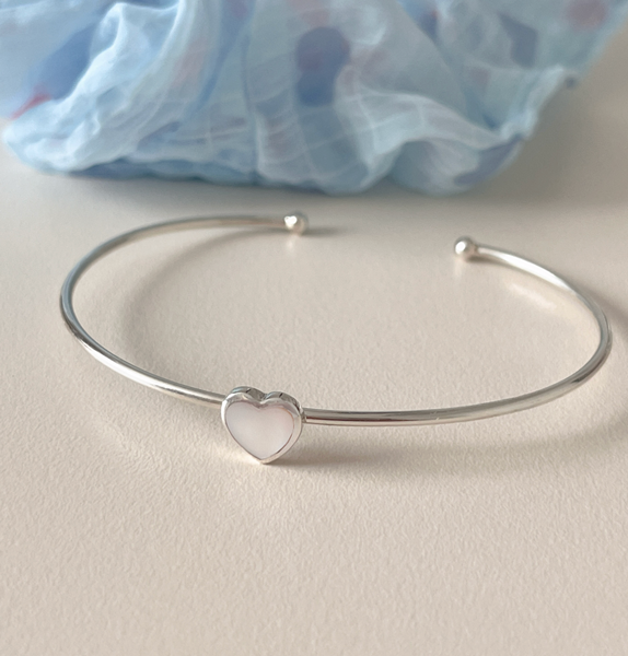 [aube n berry] Heart Bangle Daily Silver Bracelet (925 Silver)