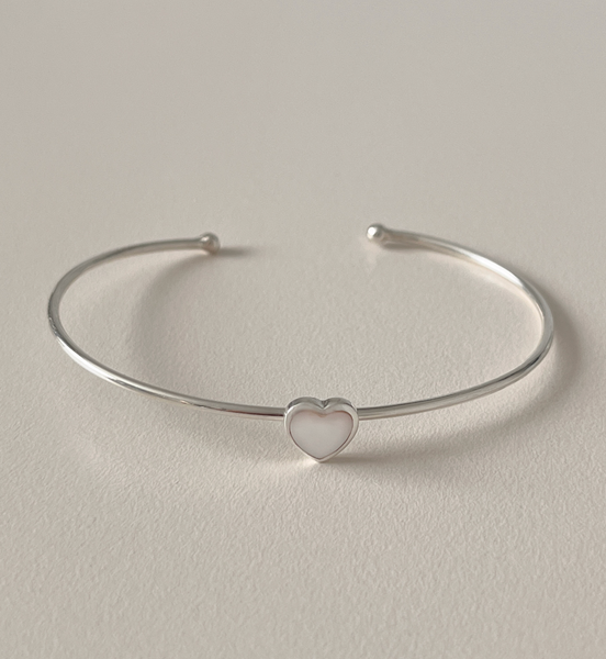 [aube n berry] Heart Bangle Daily Silver Bracelet (925 Silver)