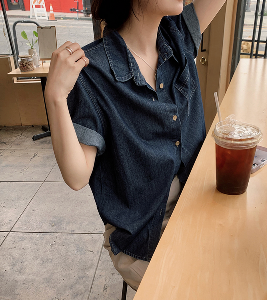 [SLOWAND] Vintage Dark Denim Shirt