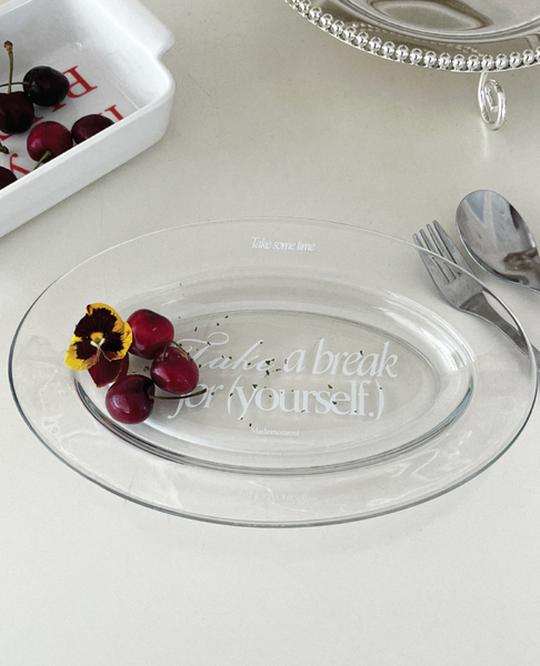 [Mademoment] Take a Break Glass Plate (Oval)