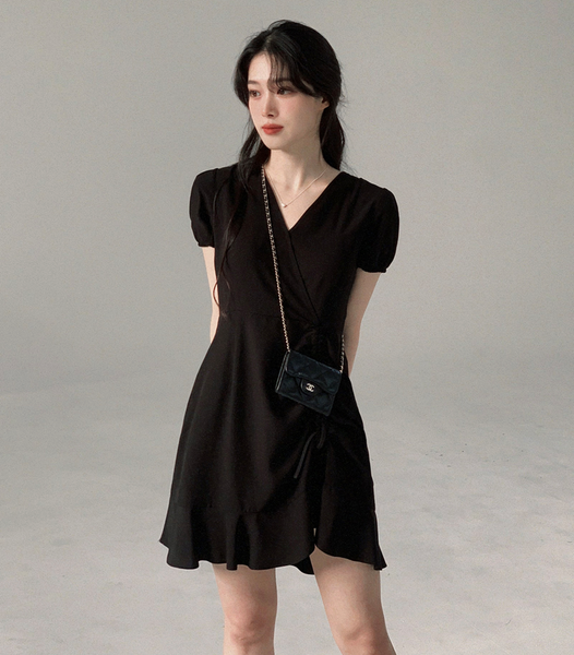 [SLOWAND] # SLOWMADE Wrap String Puff Dress