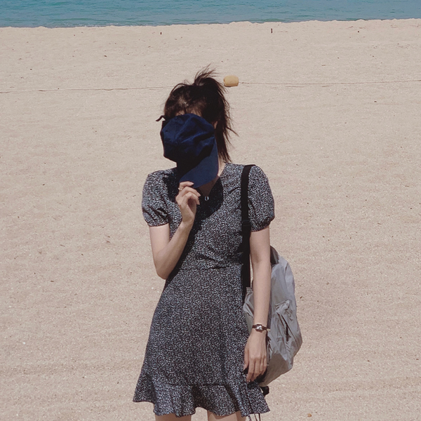 [SLOWAND] # SLOWMADE Wrap String Puff Dress