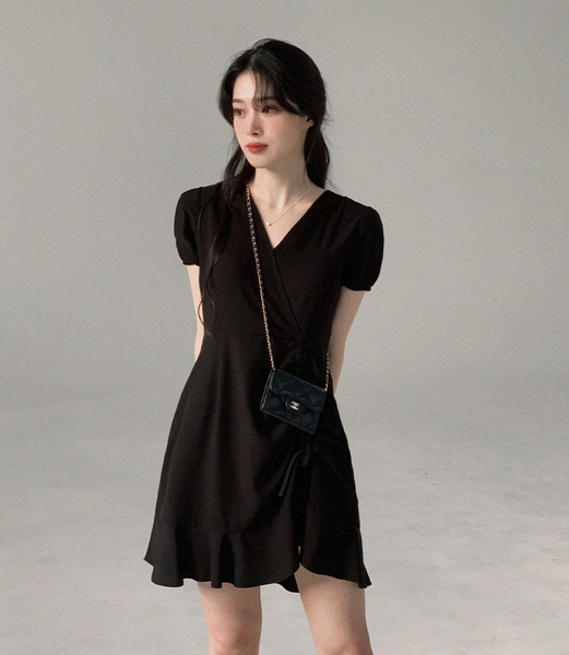 [SLOWAND] # SLOWMADE Wrap String Puff Dress