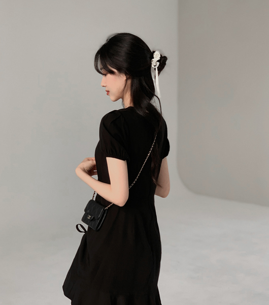 [SLOWAND] # SLOWMADE Wrap String Puff Dress