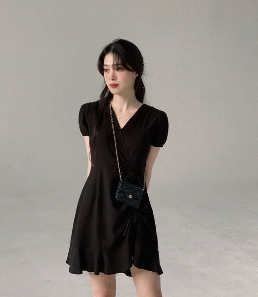 [SLOWAND] # SLOWMADE Wrap String Puff Dress