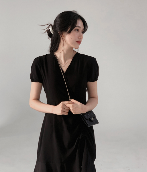 [SLOWAND] # SLOWMADE Wrap String Puff Dress