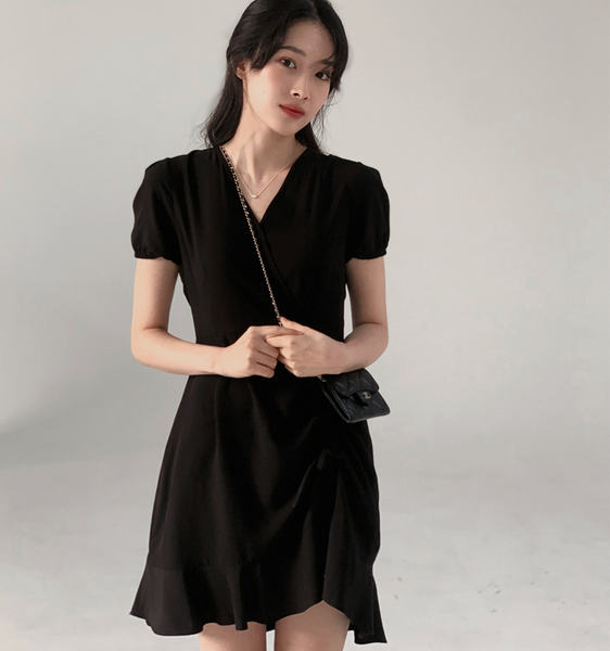 [SLOWAND] # SLOWMADE Wrap String Puff Dress