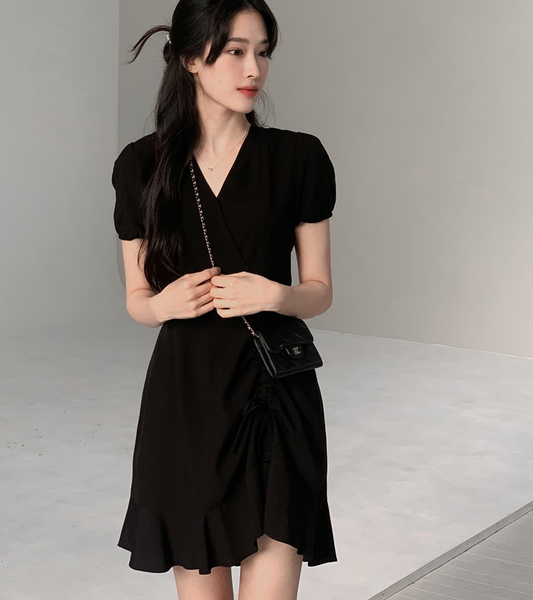 [SLOWAND] # SLOWMADE Wrap String Puff Dress