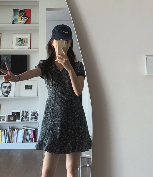 [SLOWAND] # SLOWMADE Wrap String Puff Dress