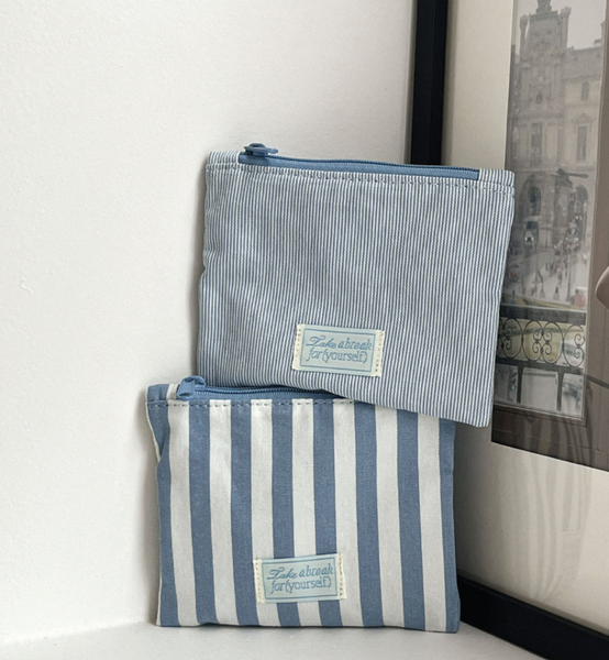 [Mademoment] Blue Stripe Mini Pouch