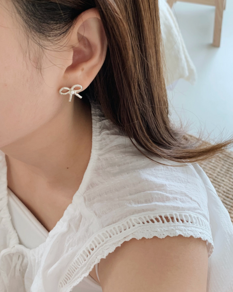 [Forimyme] [Silver 925] Ribbon Handmade Silver Earrings
