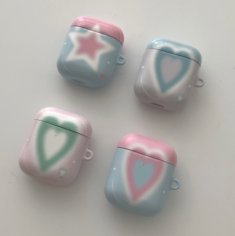 [second boutique] Soft Heart Airpods Hard Case (Fogblue)