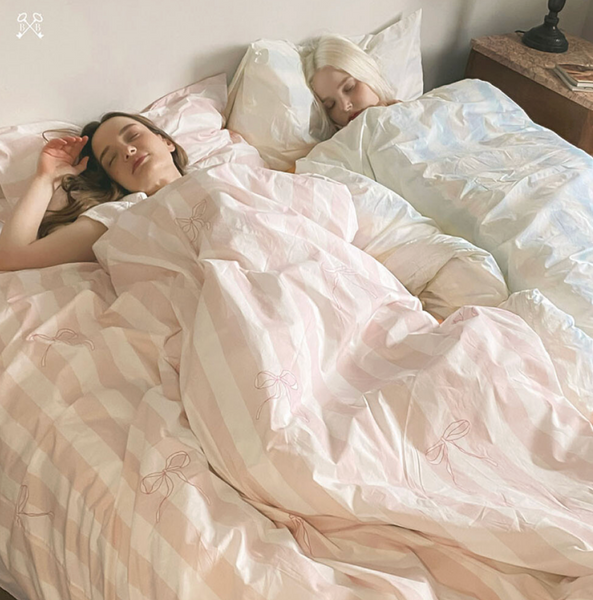 [Beurre Bleu] Ribbon Striped Pillow Cover