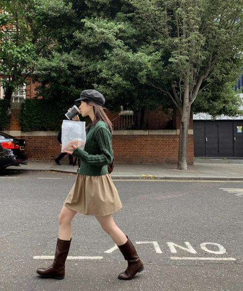 [98°C] Autumn Flared Mini Skirt