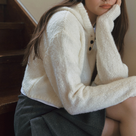 [Letter from Moon] Blurry Powder Wool Hood Sweater (3colours)