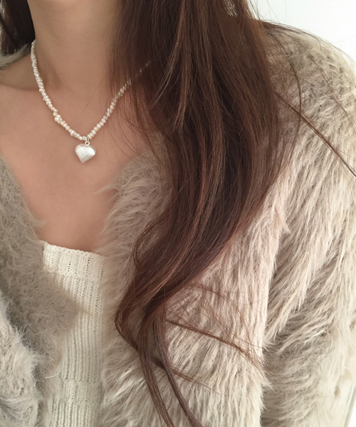 [moat] Matt Heart Pearl Necklace (silver925)