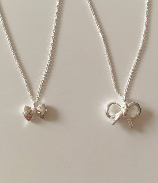 [moat] Pepe Ribbon Necklace *2type (silver925)