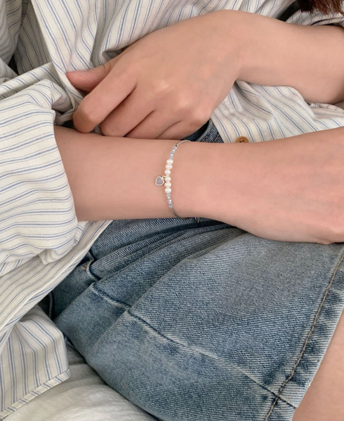 [SOYE PI-NE] Flare Heart Silver Bracelet