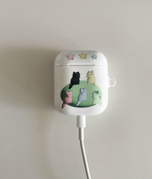 [two paw yard.] Pastel Cat Island Airpods Case