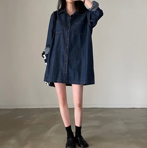 [CREAM CHEESE] Dark Denim Shirt Dress