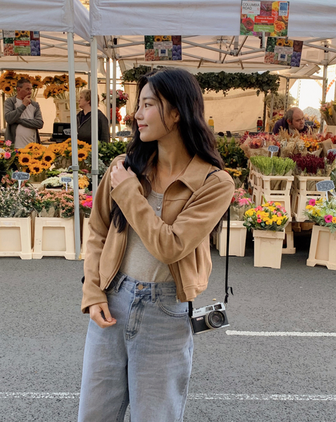 [SHOPPERLAND] Autumn Suede Crop Jacket