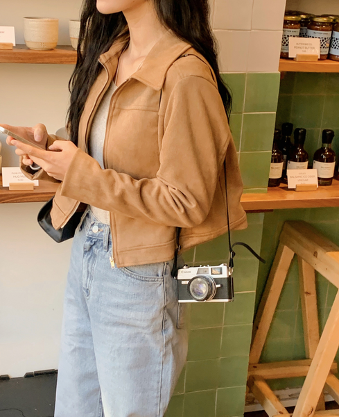 [SHOPPERLAND] Autumn Suede Crop Jacket