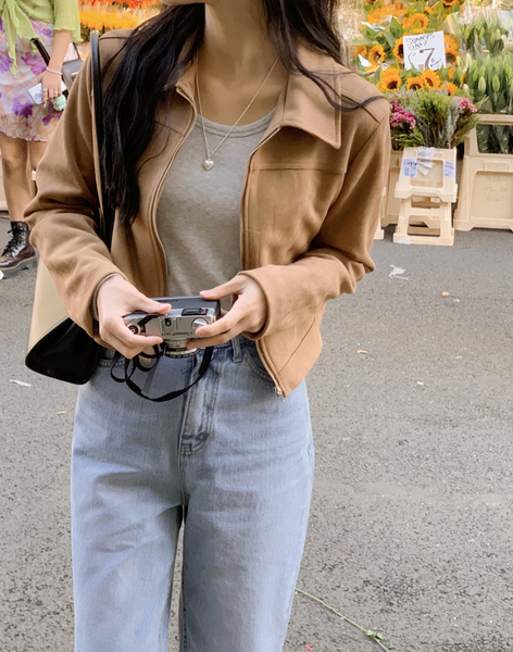 [SHOPPERLAND] Autumn Suede Crop Jacket