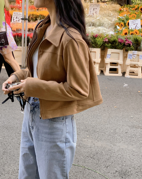 [SHOPPERLAND] Autumn Suede Crop Jacket