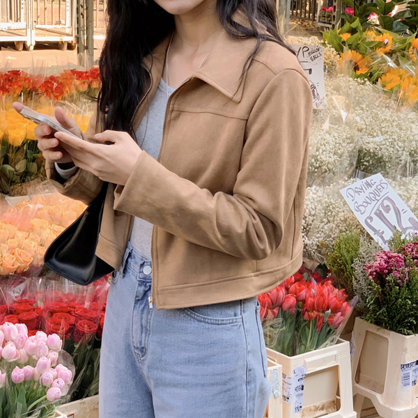 [SHOPPERLAND] Autumn Suede Crop Jacket