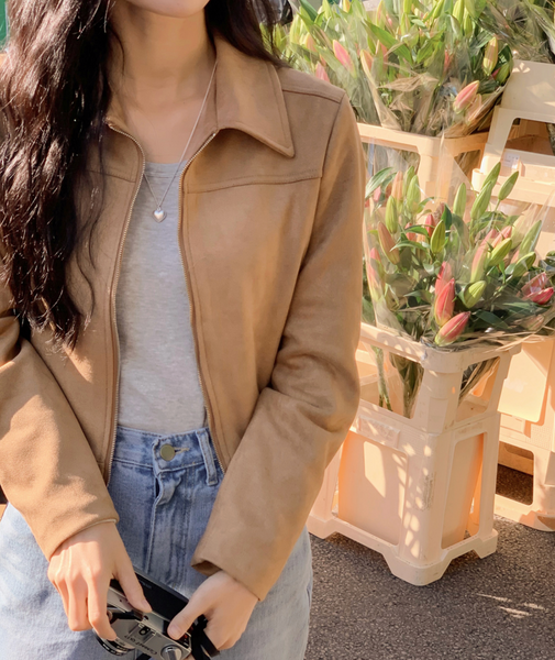 [SHOPPERLAND] Autumn Suede Crop Jacket