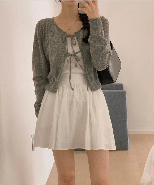 [SHOPPERLAND] Layered Ribbon Wool Cashmere Knit Cardigan